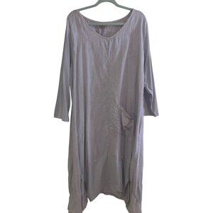 Flax Womens Dress Size Large Lavender Maxi Pockets Knit V Neck Pure Linen